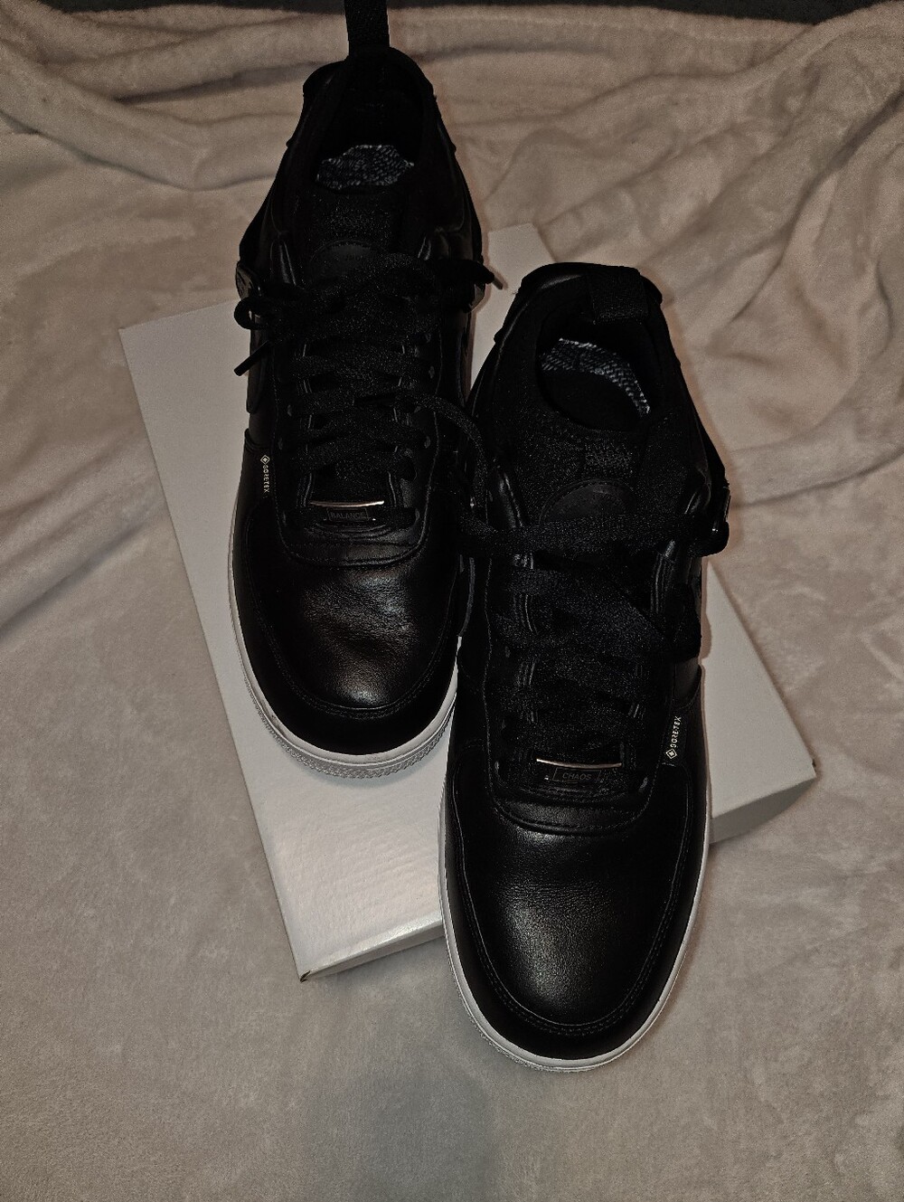 Nike Black Leather Low-Top Sneakers with White Sole - Picture 3 of 5